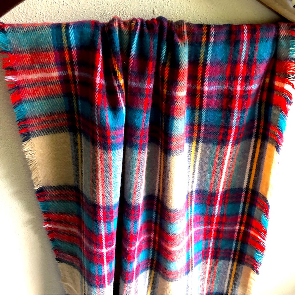 Oversized Classic Plaid Scarf/Wrap Green Red Blue 24" X 66"